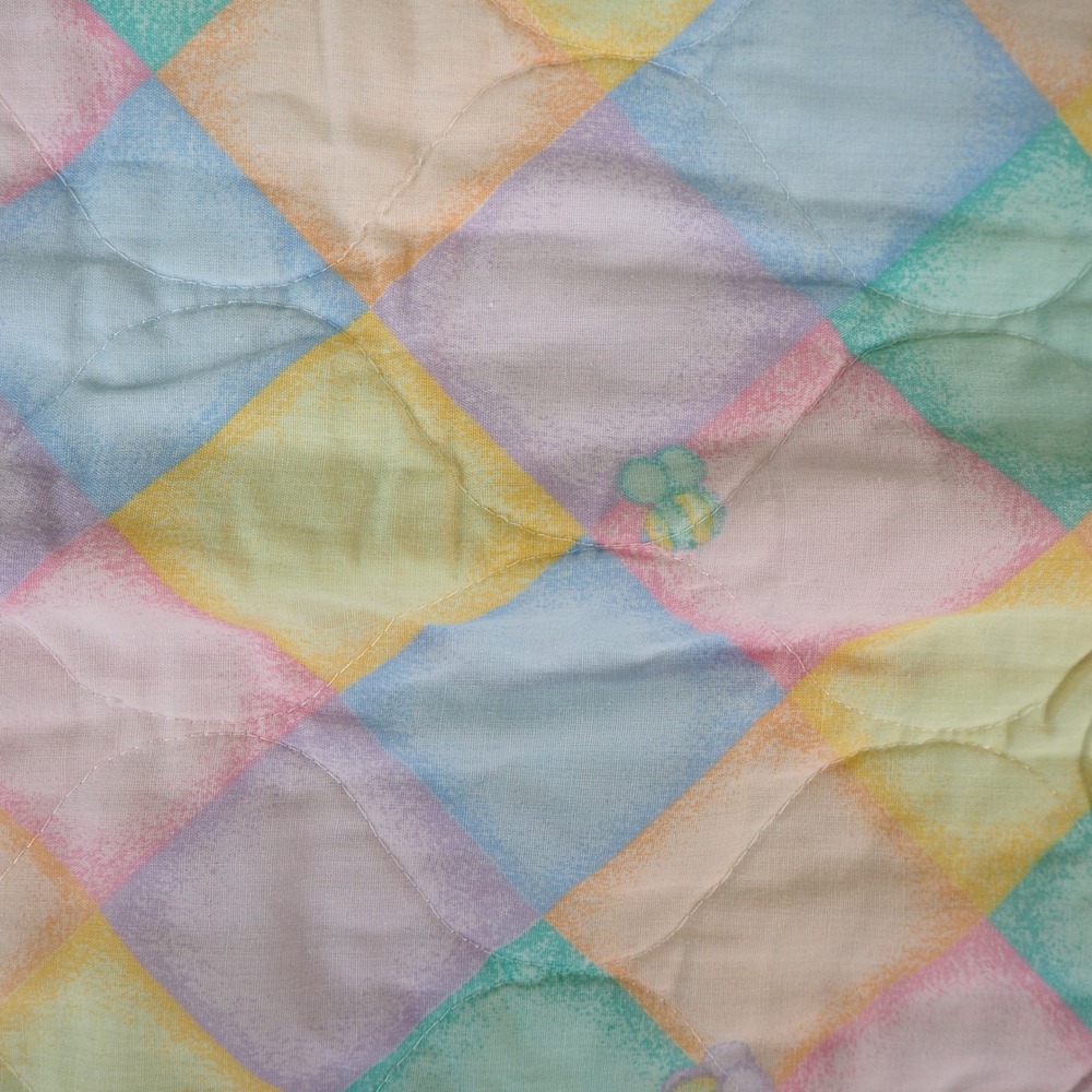 Vintage Carter's Pastel Ruffle Quilt Teddy Bears Honey Bees Blanket Reversible - Picture 2 of 11